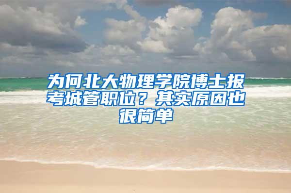 为何北大物理学院博士报考城管职位？其实原因也很简单