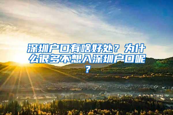 深圳户口有啥好处？为什么很多不想入深圳户口呢？