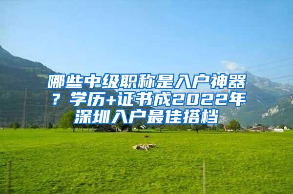 哪些中级职称是入户神器？学历+证书成2022年深圳入户最佳搭档