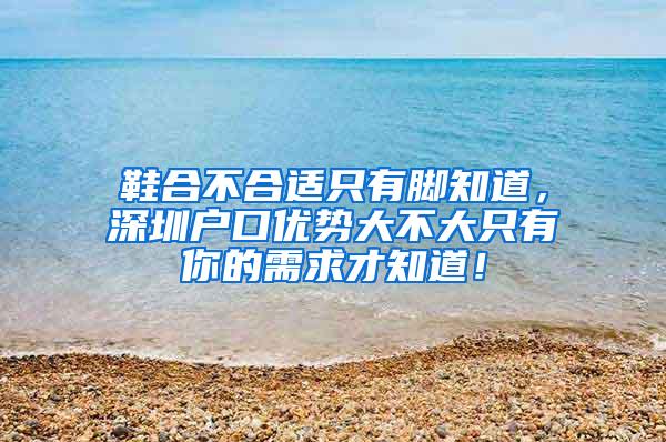 鞋合不合适只有脚知道，深圳户口优势大不大只有你的需求才知道！