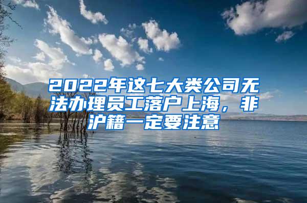 2022年这七大类公司无法办理员工落户上海，非沪籍一定要注意