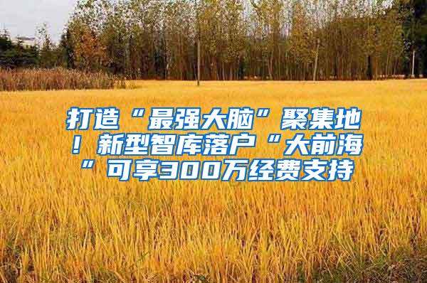 打造“最强大脑”聚集地！新型智库落户“大前海”可享300万经费支持