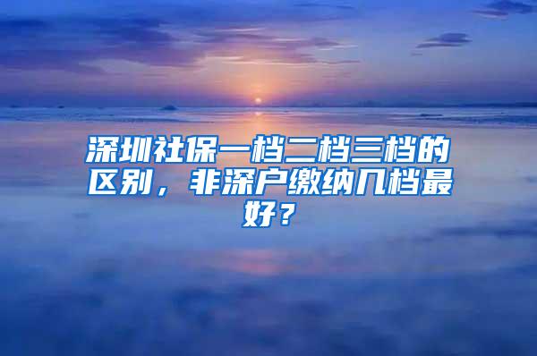 深圳社保一档二档三档的区别，非深户缴纳几档最好？