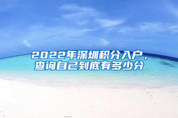 2022年深圳积分入户，查询自己到底有多少分