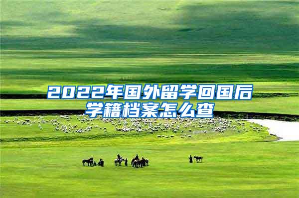 2022年国外留学回国后学籍档案怎么查