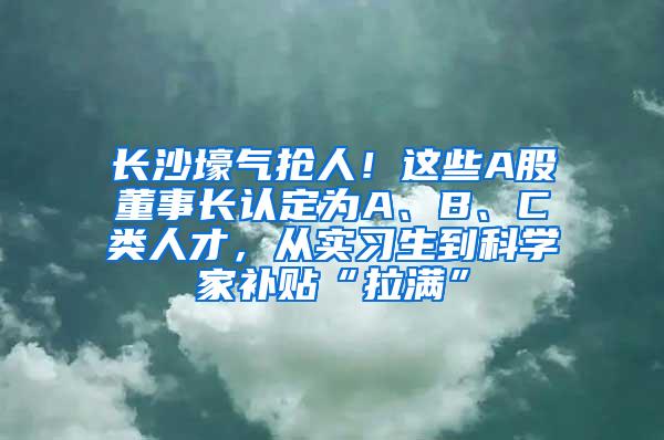 长沙壕气抢人！这些A股董事长认定为A、B、C类人才，从实习生到科学家补贴“拉满”