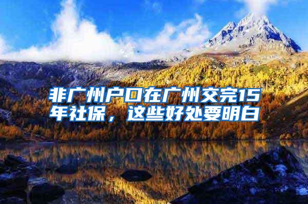 非广州户口在广州交完15年社保，这些好处要明白