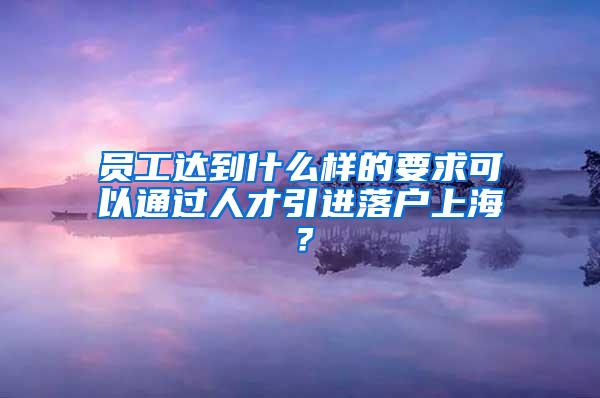 员工达到什么样的要求可以通过人才引进落户上海？