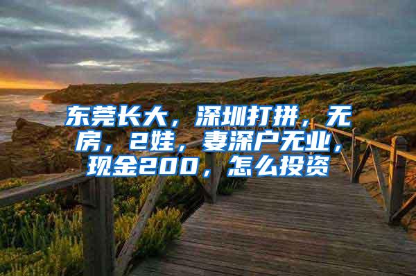 东莞长大，深圳打拼，无房，2娃，妻深户无业，现金200，怎么投资