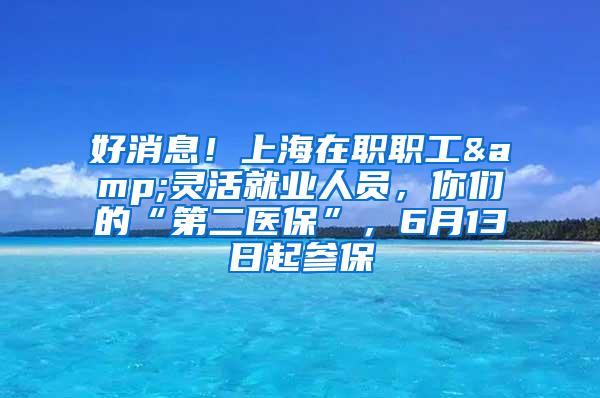 好消息！上海在职职工&灵活就业人员，你们的“第二医保”，6月13日起参保