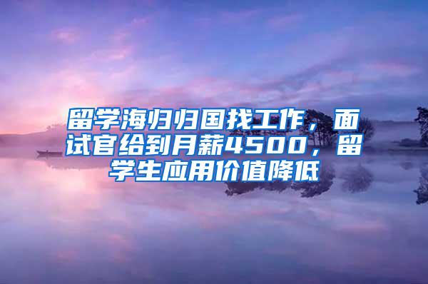 留学海归归国找工作，面试官给到月薪4500，留学生应用价值降低