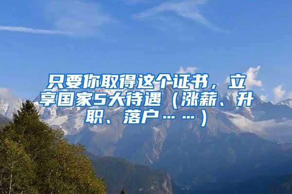 只要你取得这个证书，立享国家5大待遇（涨薪、升职、落户……）