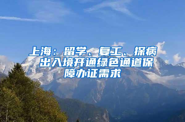 上海：留学、复工、探病 出入境开通绿色通道保障办证需求