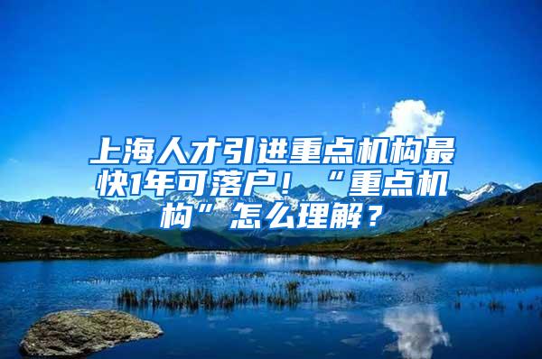 上海人才引进重点机构最快1年可落户！“重点机构”怎么理解？