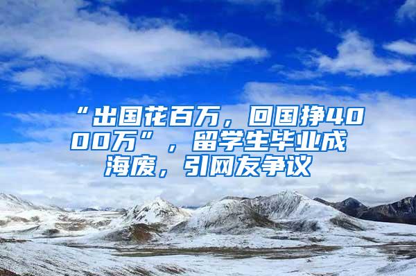 “出国花百万，回国挣4000万”，留学生毕业成海废，引网友争议