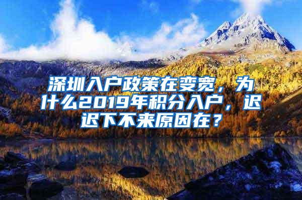 深圳入户政策在变宽，为什么2019年积分入户，迟迟下不来原因在？