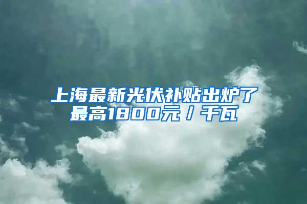 上海最新光伏补贴出炉了最高1800元／千瓦