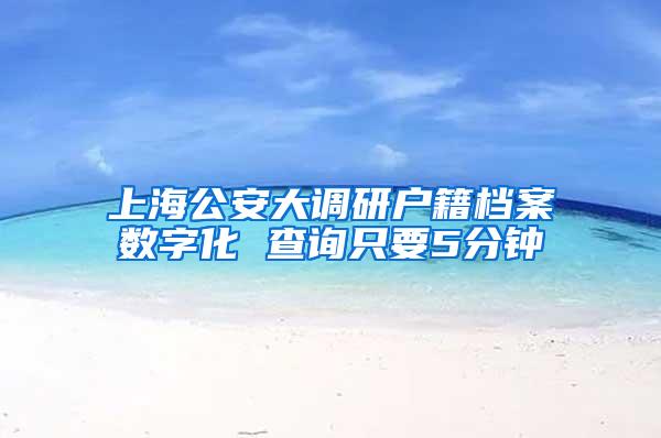 上海公安大调研户籍档案数字化 查询只要5分钟