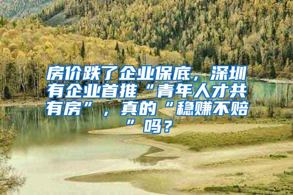 房价跌了企业保底，深圳有企业首推“青年人才共有房”，真的“稳赚不赔”吗？