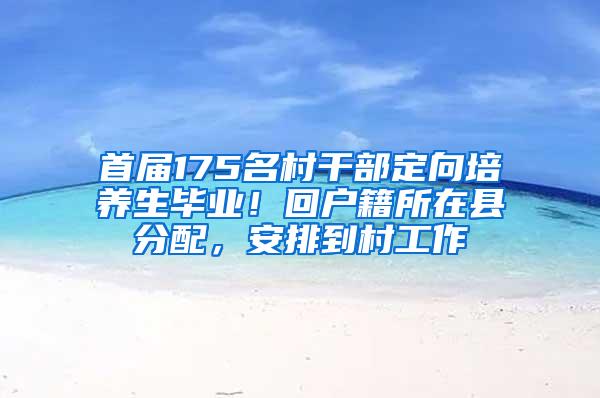 首届175名村干部定向培养生毕业！回户籍所在县分配，安排到村工作