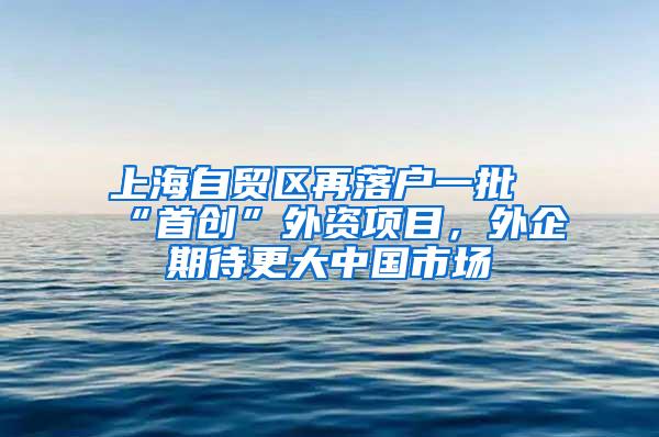 上海自贸区再落户一批“首创”外资项目，外企期待更大中国市场