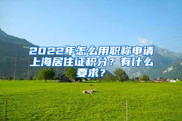 2022年怎么用职称申请上海居住证积分？有什么要求？