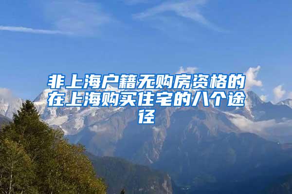 非上海户籍无购房资格的在上海购买住宅的八个途径