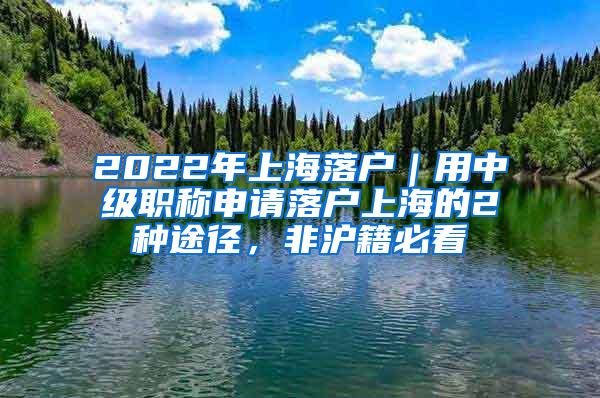 2022年上海落户｜用中级职称申请落户上海的2种途径，非沪籍必看