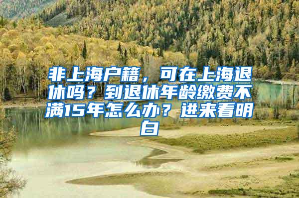 非上海户籍，可在上海退休吗？到退休年龄缴费不满15年怎么办？进来看明白→