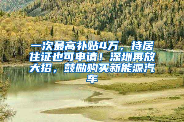 一次最高补贴4万，持居住证也可申请！深圳再放大招，鼓励购买新能源汽车