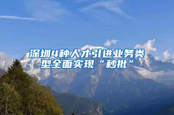 深圳4种人才引进业务类型全面实现“秒批”