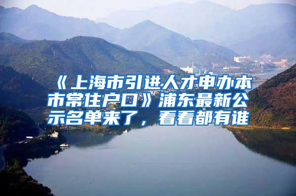 《上海市引进人才申办本市常住户口》浦东最新公示名单来了，看看都有谁