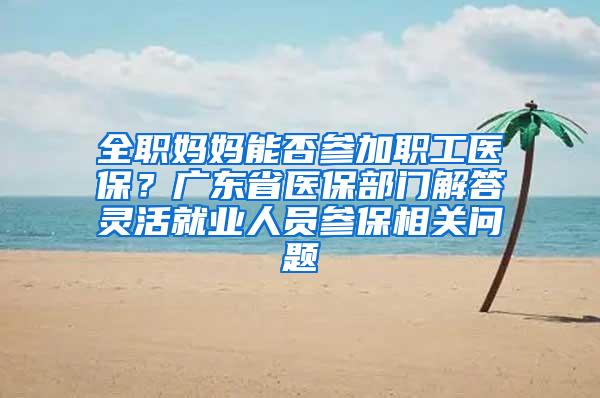 全职妈妈能否参加职工医保？广东省医保部门解答灵活就业人员参保相关问题