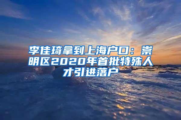 李佳琦拿到上海户口：崇明区2020年首批特殊人才引进落户