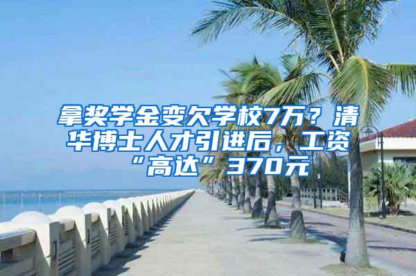 拿奖学金变欠学校7万？清华博士人才引进后，工资“高达”370元