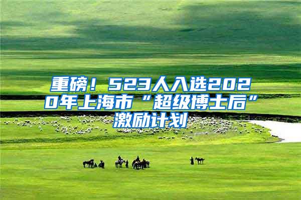 重磅！523人入选2020年上海市“超级博士后”激励计划