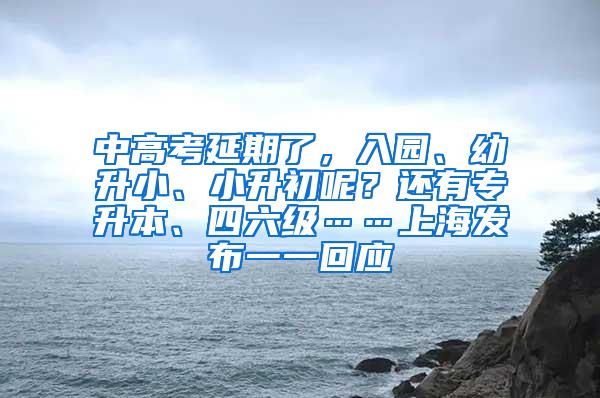 中高考延期了，入园、幼升小、小升初呢？还有专升本、四六级……上海发布一一回应