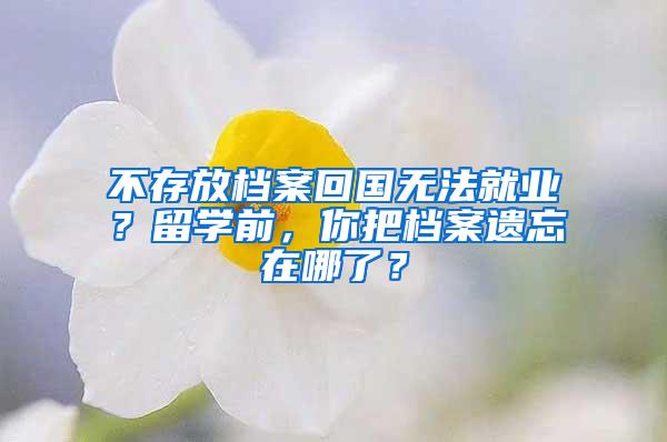 不存放档案回国无法就业？留学前，你把档案遗忘在哪了？