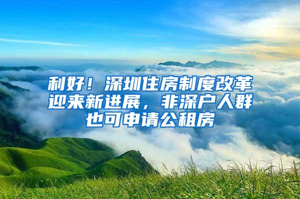 利好！深圳住房制度改革迎来新进展，非深户人群也可申请公租房