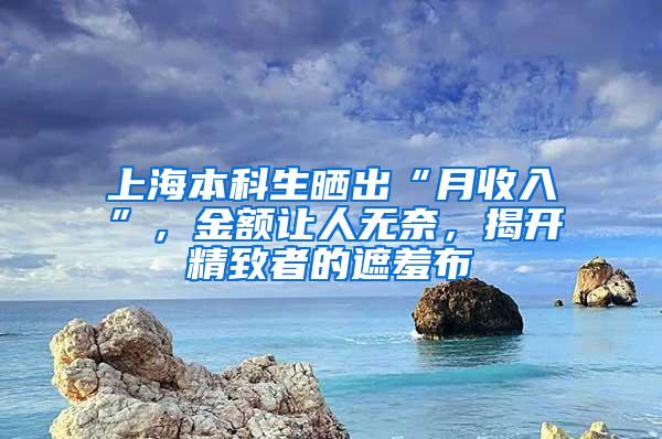 上海本科生晒出“月收入”，金额让人无奈，揭开精致者的遮羞布