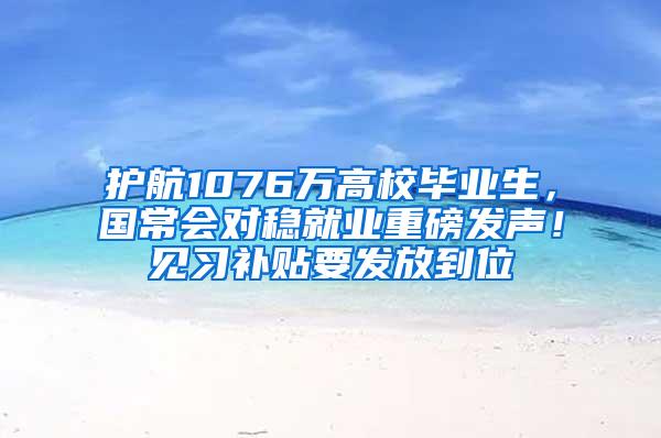 护航1076万高校毕业生，国常会对稳就业重磅发声！见习补贴要发放到位