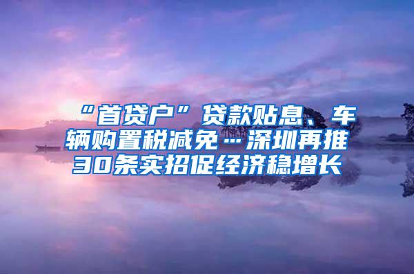 “首贷户”贷款贴息、车辆购置税减免…深圳再推30条实招促经济稳增长