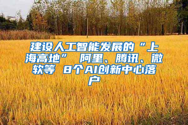 建设人工智能发展的“上海高地” 阿里、腾讯、微软等 8个AI创新中心落户