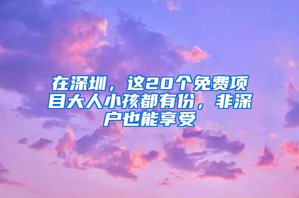 在深圳，这20个免费项目大人小孩都有份，非深户也能享受