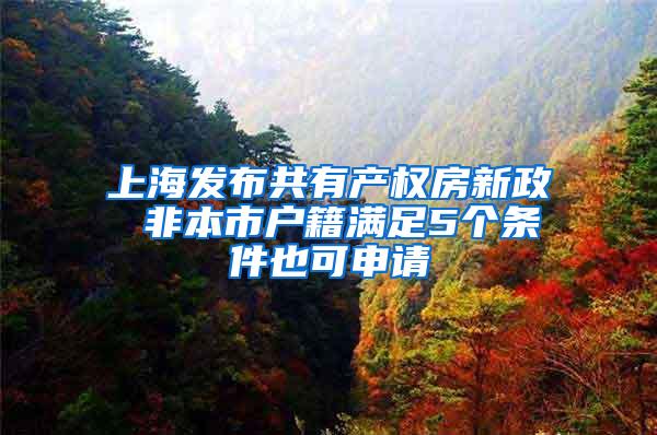 上海发布共有产权房新政 非本市户籍满足5个条件也可申请