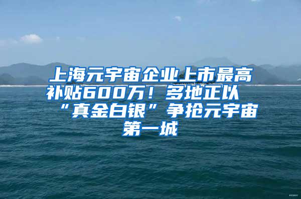上海元宇宙企业上市最高补贴600万！多地正以“真金白银”争抢元宇宙第一城