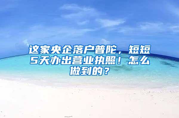 这家央企落户普陀，短短5天办出营业执照！怎么做到的？