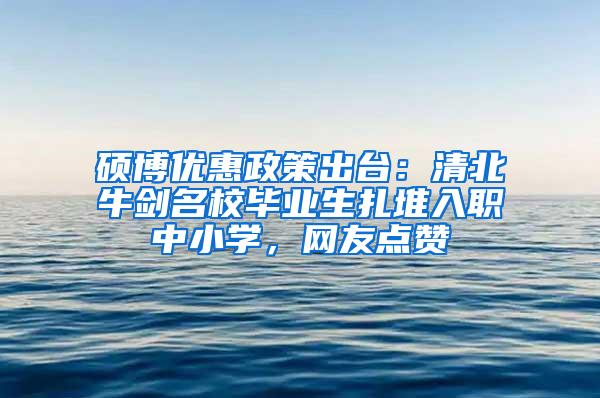 硕博优惠政策出台：清北牛剑名校毕业生扎堆入职中小学，网友点赞