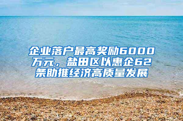 企业落户最高奖励6000万元，盐田区以惠企62条助推经济高质量发展