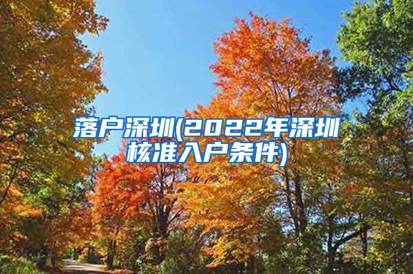 落户深圳(2022年深圳核准入户条件)